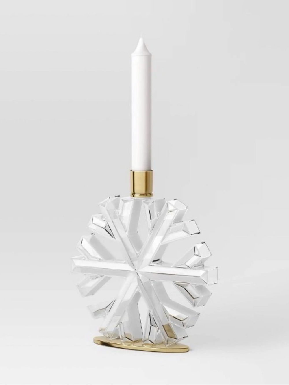 Set of 2 Wondershop acrylic snowflake taper candle holders with gold-tone accent